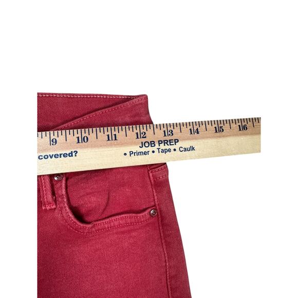 Mother Insider Crop Step Fray Sz 25 Second Chance Faded Jeans Hot Rod Red - Picture 6 of 12
